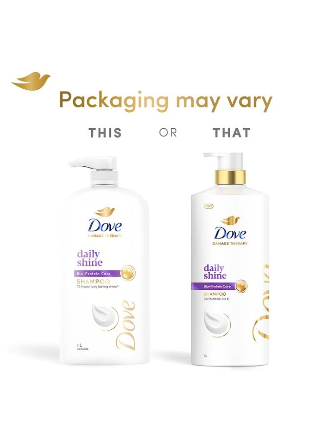 Dove Daily Shine Shampoo 1 L|| For Damaged or Frizzy Hair|| Makes Hair Soft|| Shiny And Smooth - Mild Daily Shampoo for Men & Women - Image 3